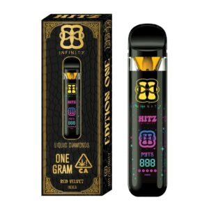 Red Velvet premium cannabis flower with deep rich colored buds coated in trichomes featuring a smooth sweet and creamy aroma profile