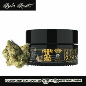 Bed of Roses Bolo Runtz 3.5g premium cannabis flower featuring dense colorful buds with frosty trichomes and sweet fruity aroma